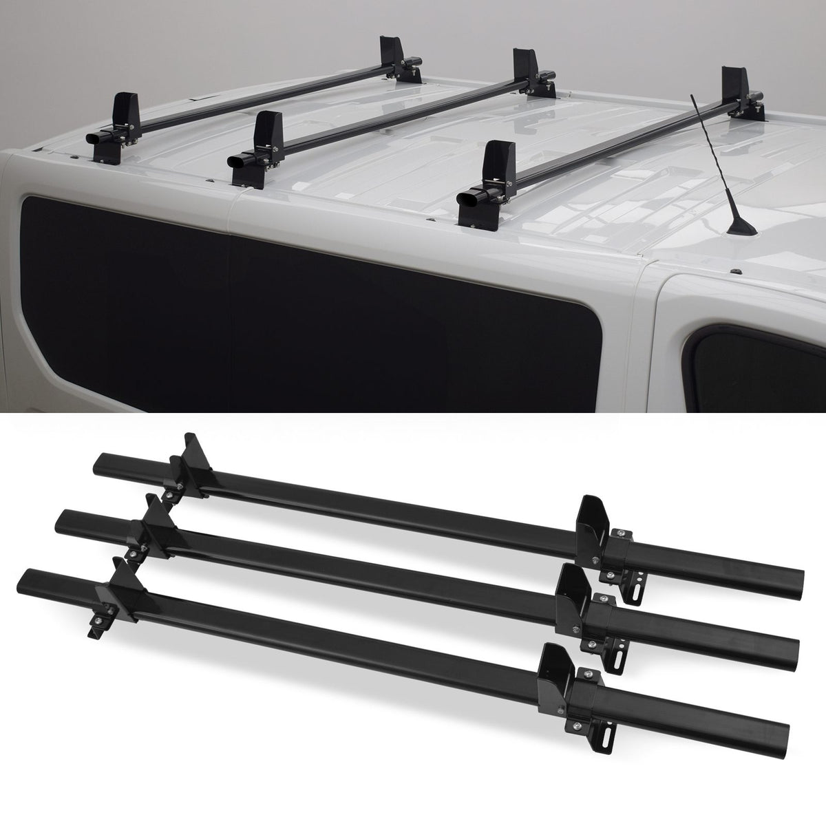 Black 3 Bar Van Roof Rack for Ford Transit Custom MK2 23+