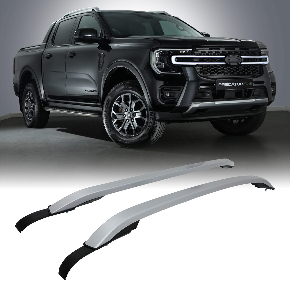 Silver Roof Rails for Ford Ranger T9 2023+
