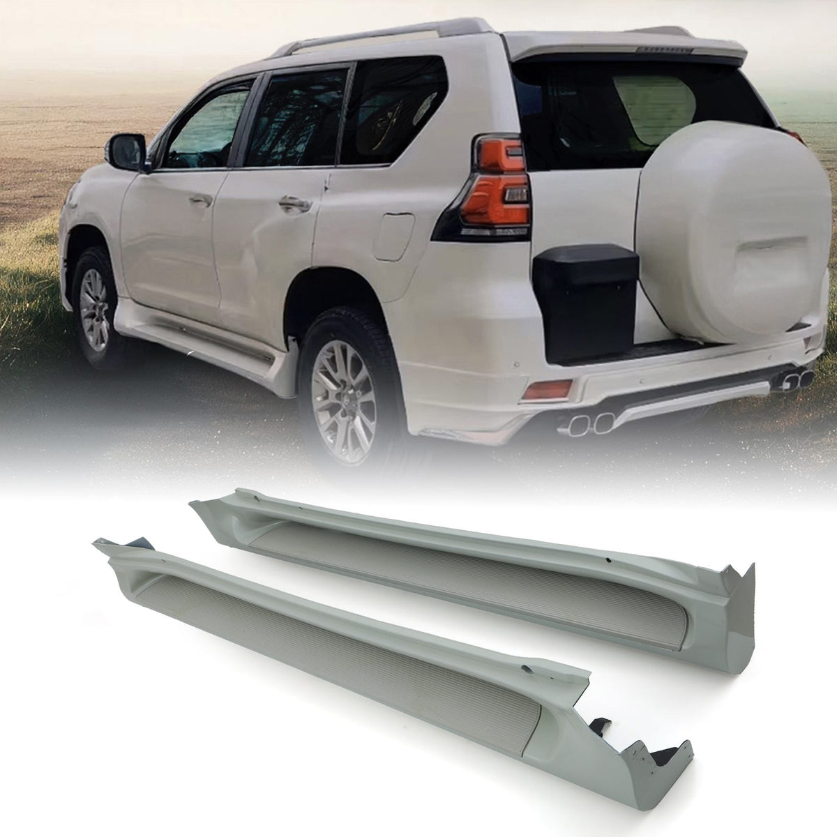 Pearl White Aluminium Side Steps for Toyota Land Cruiser Prado J150 10-17
