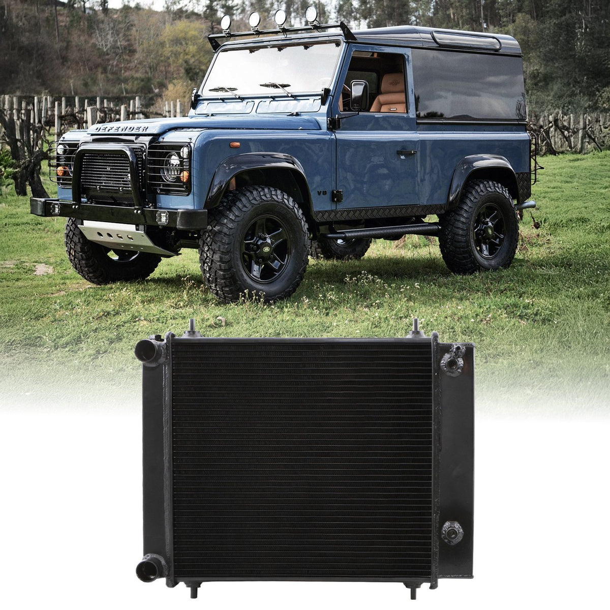 Black High Flow Alloy Radiator for Land Rover Discovery 1 / Defender 300TDI 2.5TD 94-98