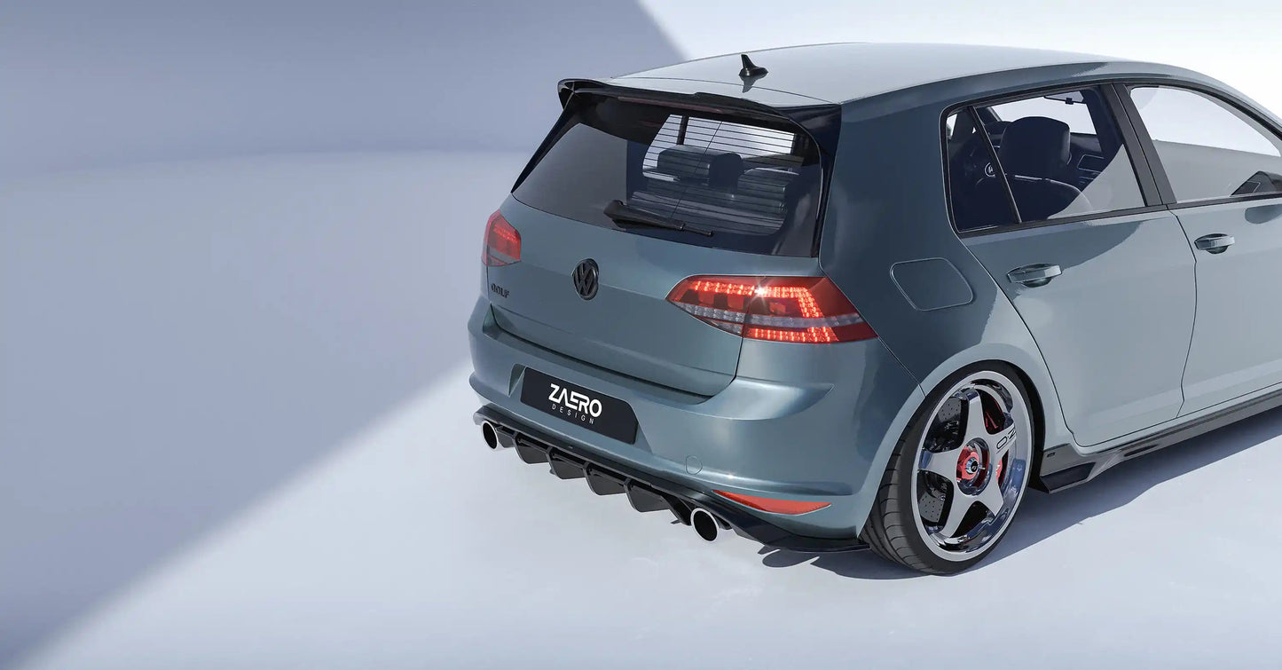 VW Golf GTI Mk7 EVO-1 Gloss Black Rear Diffuser by ZAERO (2013-2017)